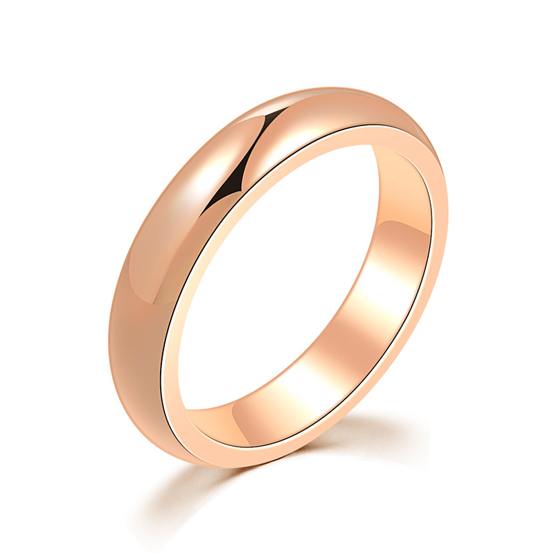 Cross-border New Stainless Steel Simple Plain Circle Wide Glossy Ring Rose Gold Titanium Steel Couple Ring Tail Ring
