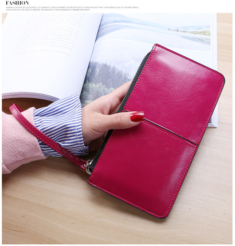 Nuovo portafoglio da donna con cerniera in stile coreano, pochette lunga da donna, portafoglio multi-carta da donna, portafoglio multifunzione con cinturino da polso_voghion.com