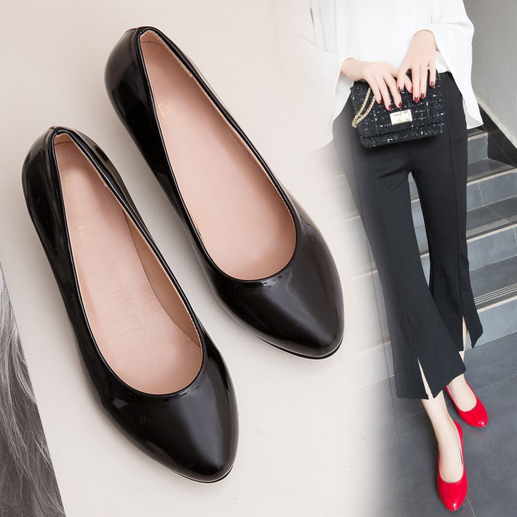 2023 New Arrival All-Match Korean Style Mid-Heel Four Seasons Women's Shoes Spring Size and Size Women's Fashion Single-Pole Shoes Solid Color Single-Pumps for Women