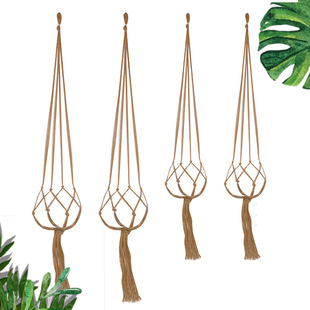 Gardening Greening Flower Pot Hemp Rope Hanging Net Flower Pot Hanging Basket Net Bag Hanging Basket Pure Hand-woven Fine Hemp Rope Net Bag