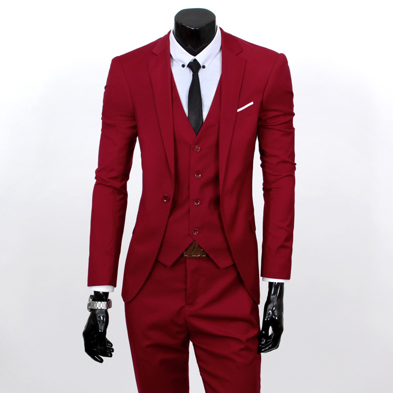 Suit Set Men's Autumn Slim-fit Three-piece Groom Wedding Dress Wedding Best Man Suit Men's Business Wear Formal Dress