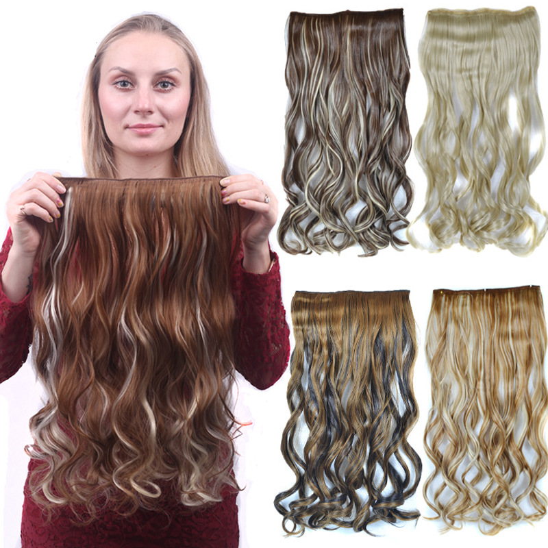 European and American wig piece realistic and natural seamless wig hair extension piece one piece long curly hair five card wig hair extension piece