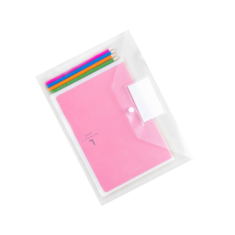 6004 creative card bag with pen file bag simple transparent PP snap button data storage bag