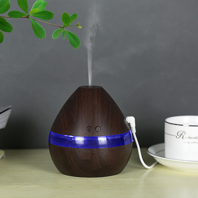 Factory direct creative USB wood grain humidifier aroma diffuser wood grain car double button with night light