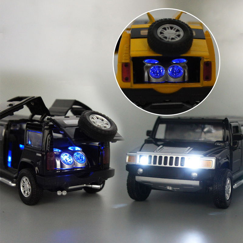 (Bulk) multi-color letter 1:32 Hummer H6 extended alloy car model sound and light back force can open the door 53135