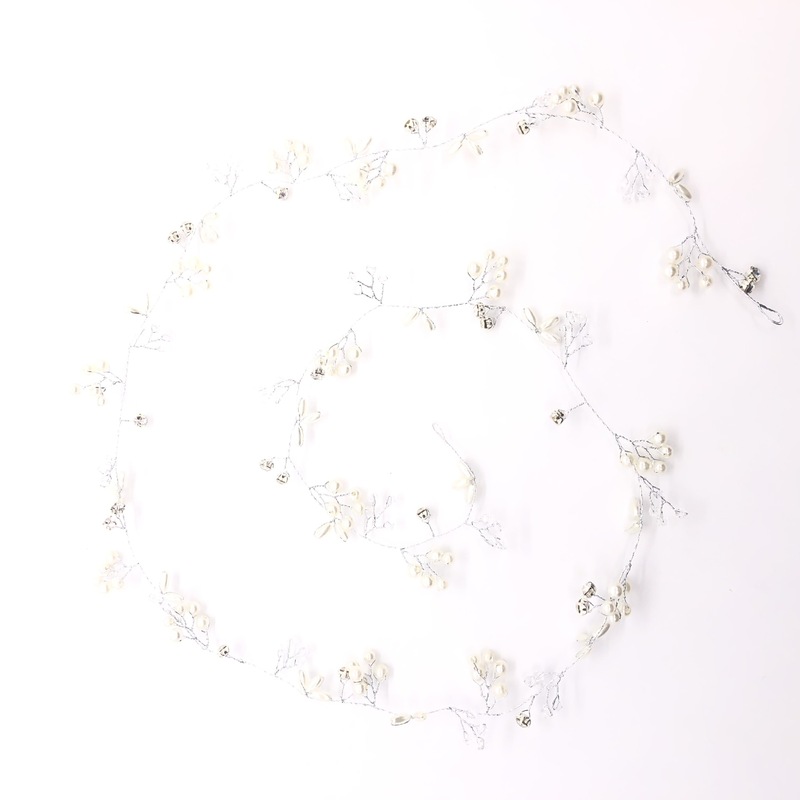 欧米の人気花嫁の髪飾りは手作りで真珠水晶の髪を編みます。|undefined