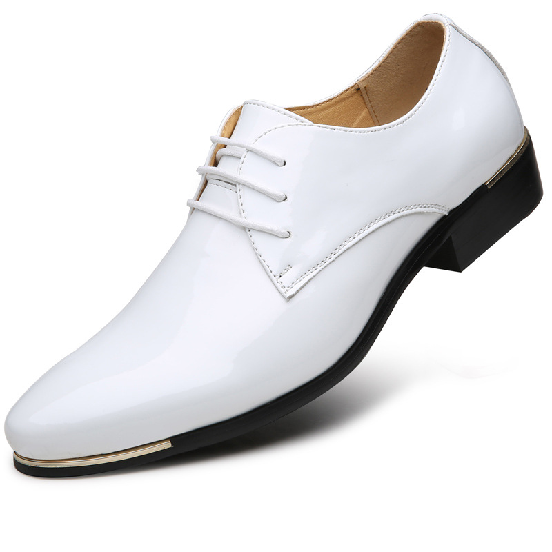 2024 Cross-border Special for New Men's Business Casual Shoes Fashion Bright Leather Dress Men's Shoes Large Number Pointed Leather Shoes