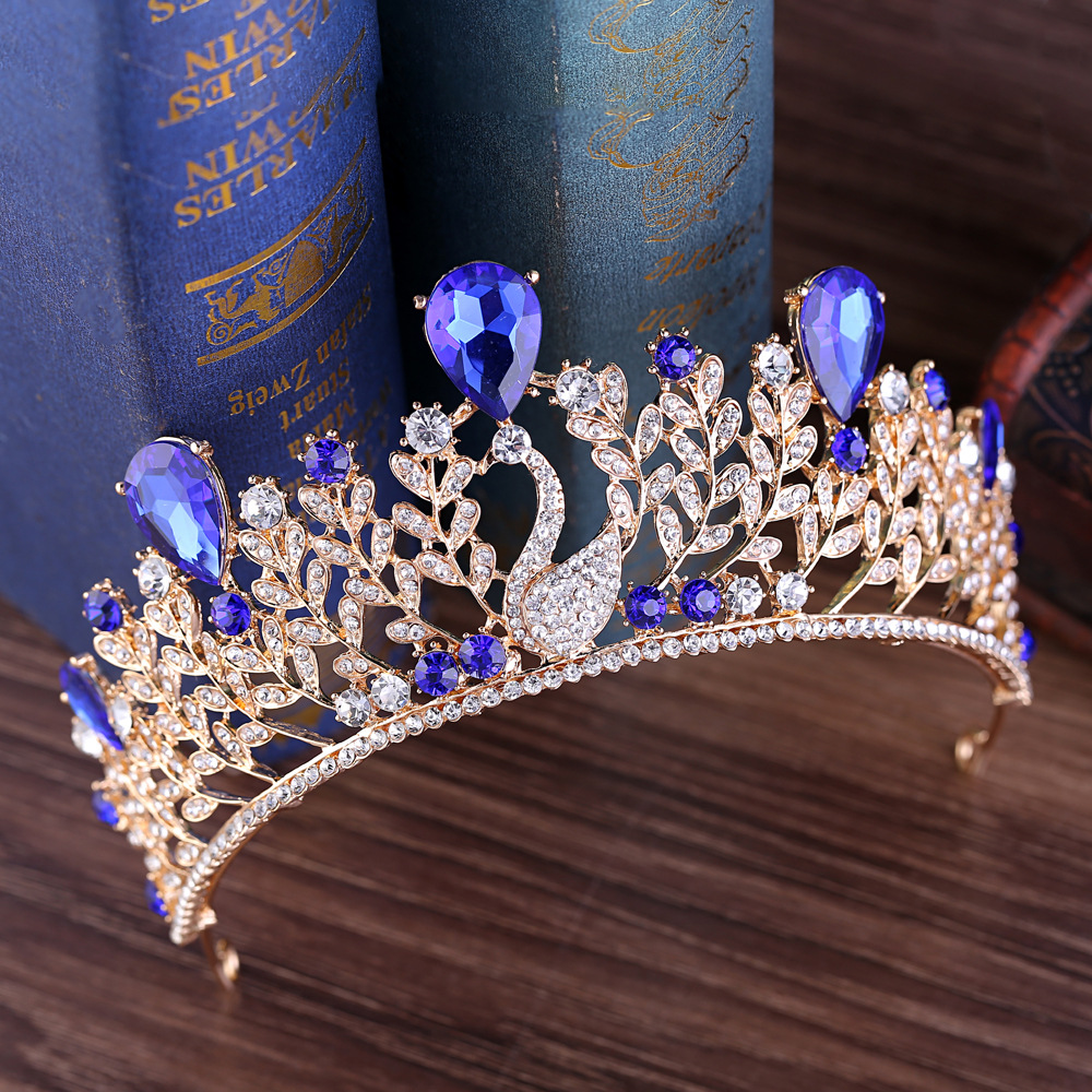 2018 New Fashion European rhinestone Baroque hair accessories headdress bride Swan Crown wedding accessories wholesale