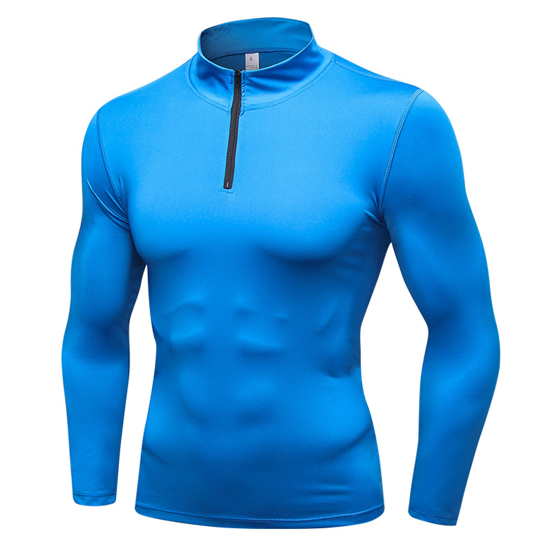 Men's Autumn and Winter Sports Sweater Fitness Running Training Long Sleeve Half-Zipper Elastic Quick-Dry Collar Sweater 9004