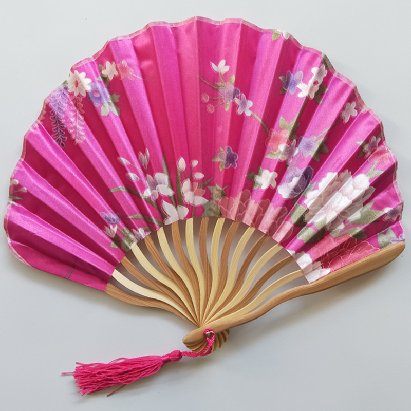 Cross-border Japanese style and wind bamboo bone fan exquisite shell folding fan with tassel multi-color optional