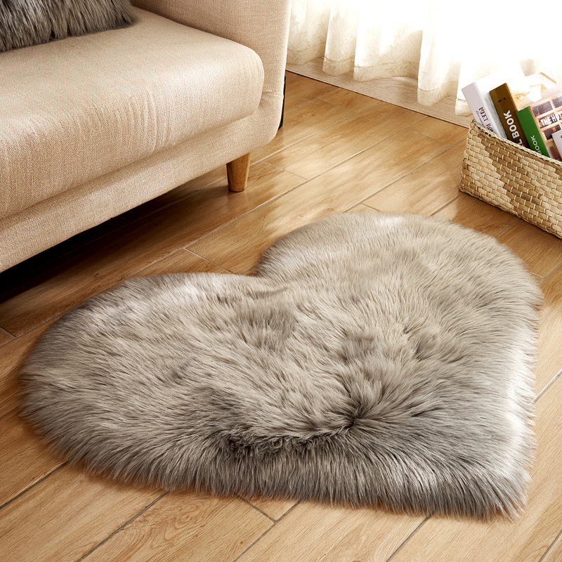 仿羊毛跨境心形地毯地垫脚垫长毛地毯长毛绒家用地毯客厅卧室批发