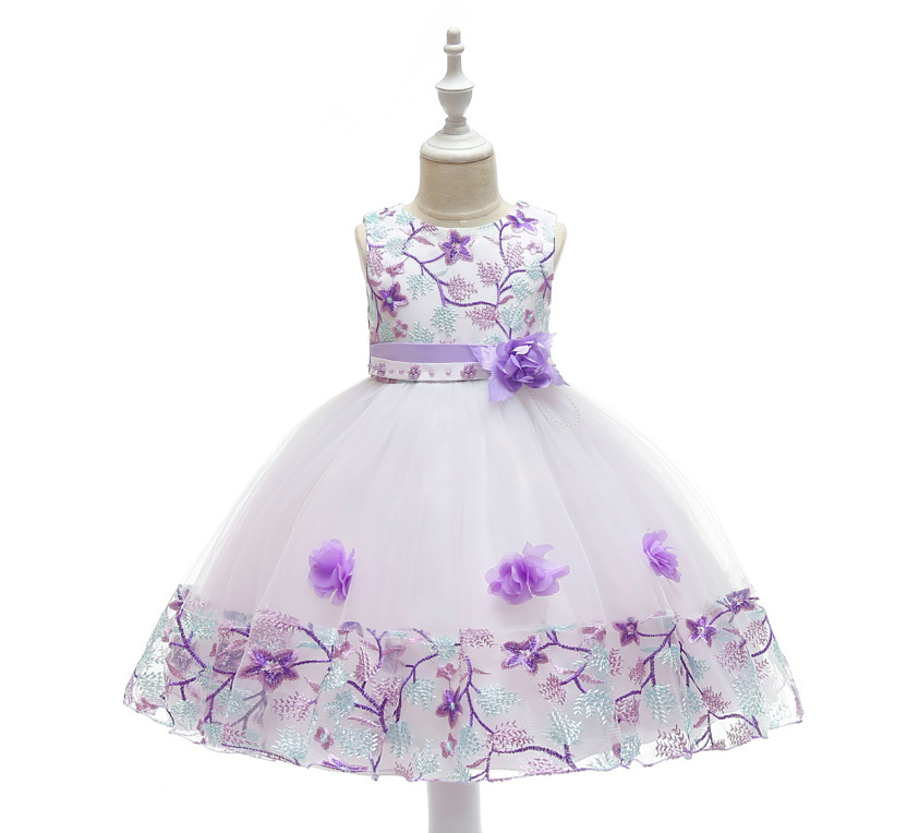 Cross-border Amazon Children's Dress New Princess Mesh Lace Puffy Girls Performance Dress dress Children's Wear