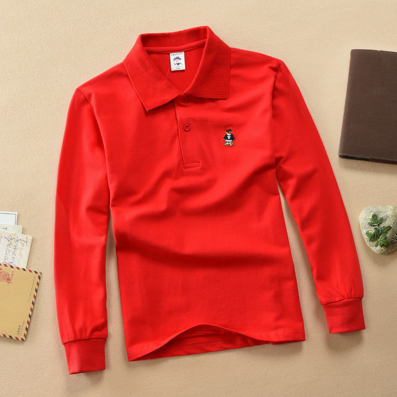 Support order can be made net solid color glossy school uniform polo shirt spot LOGO small children 1-17 years old wholesale factory