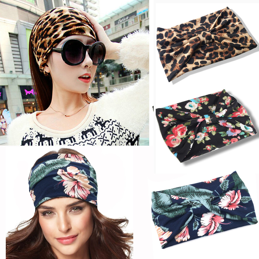 Bohemian European and American Popular Sports Yoga Hair Band Sweat-absorbent Stretch Cotton Headband Ultra-wide Women's Knot Hair Accessories