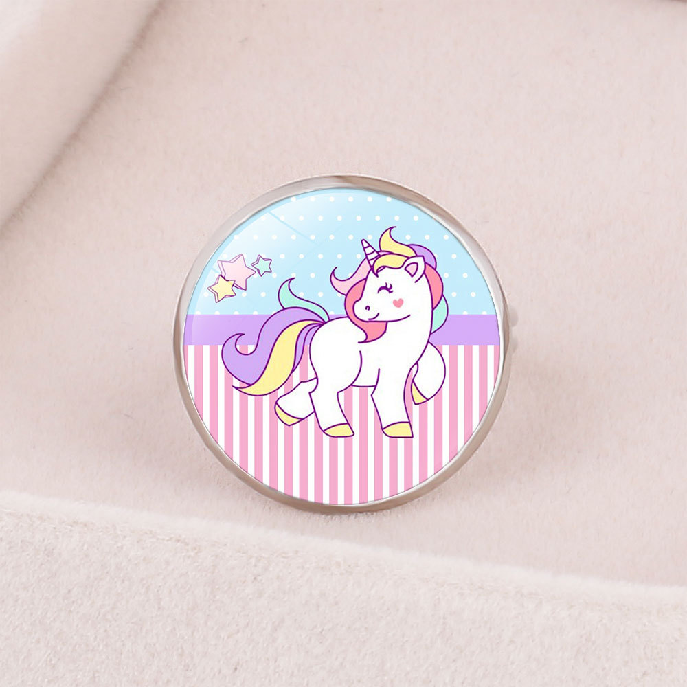 Cross-border New Accessories Unicorn Time Gem Opening Adjustable Ring Children's Cartoon Pegasus Trinkets