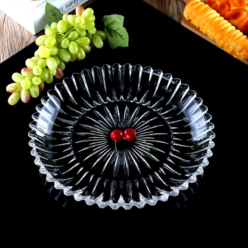 Creative acrylic fruit plate plastic crystal transparent fruit plate KTV bar supplies snack plate dry fruit plate round