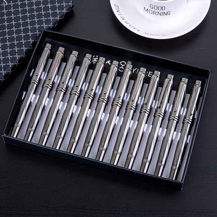 Factory direct sales Yiren 878 new silver-plated fountain pen business gift set daily signature can be printed with LOGO