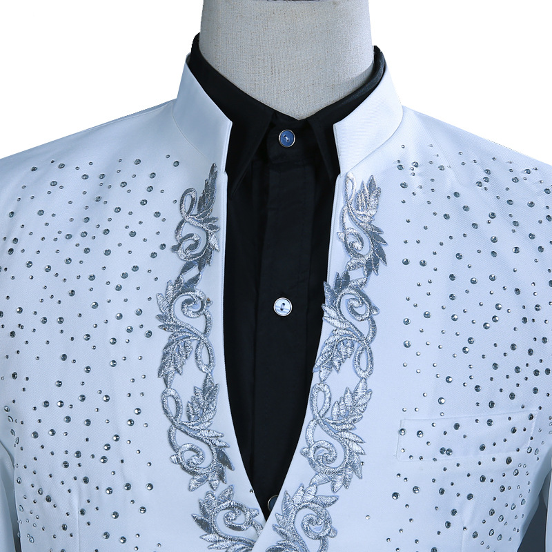 Men's Hot Dew and Hot Dew Collar Suit Annual Meeting Host Singer Stage Performance Suit Evening Dress Suit
