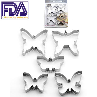 Stainless Steel Biscuit Mold Easter Butterfly Cartoon Biscuit Mold 5 Piece Set Baking Cake Mold Wholesale