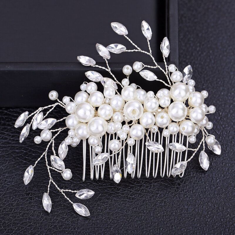 花嫁の結婚式の髪飾り手作り真珠の花にドリルを入れて櫛をつけてebayを越えて爆発させた|undefined
