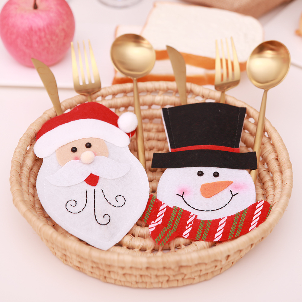 Kerstmis Nieuwe Kerst Decoratieve Eettafel Mes en Vork Set Creatieve Cartoon Servies Set Kerstman Mes en Vork Tas_voghion.com