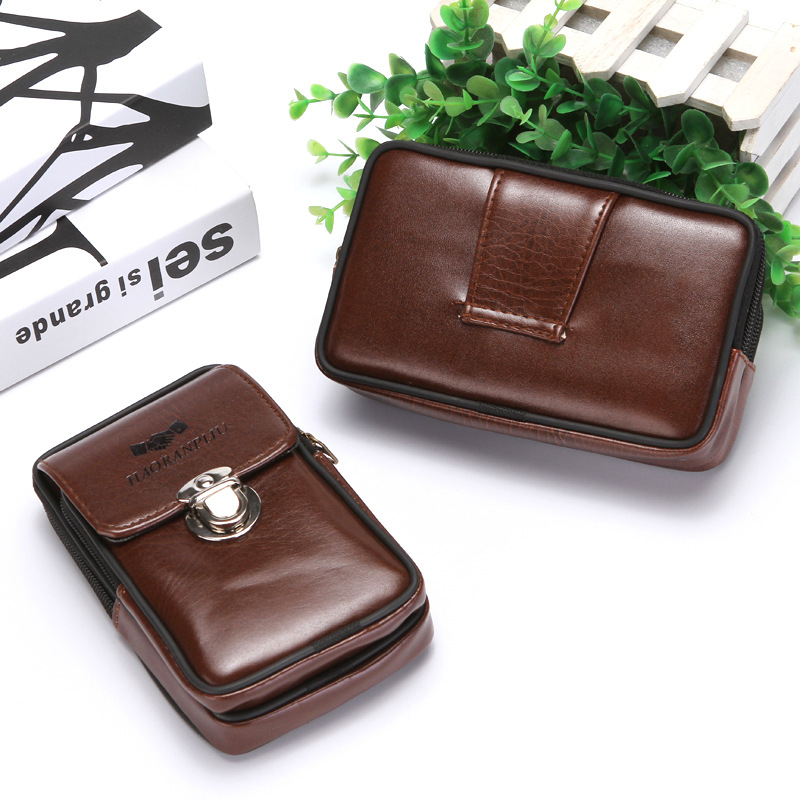 6 inch mobile phone waist bag high quality wear-resistant men's wearing belt cigarette mobile phone bag lock anti-theft men's mobile phone waist bag