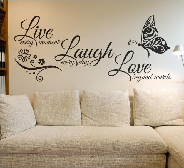 Foreign trade new Live Love English creative butterfly living room bedroom decoration stickers PVC manufacturers wholesale