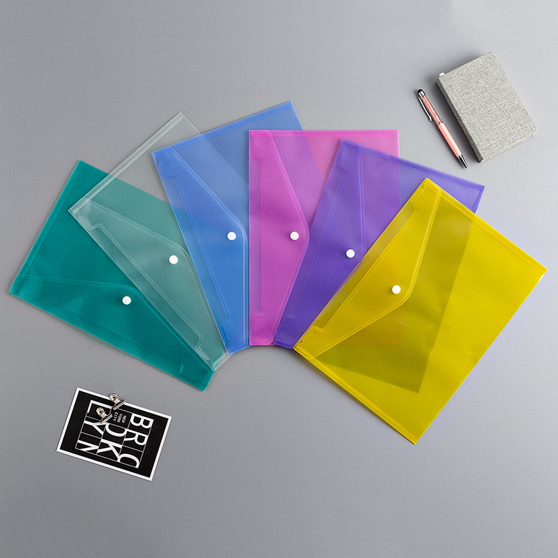 Source factory wholesale A4 plastic PP file bag transparent A5 snap bag advertising folder security deposit bag custom