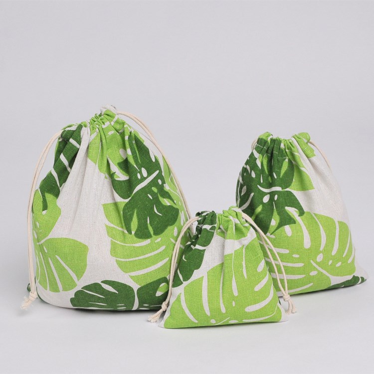 Handmade cotton and linen storage bag bundle pocket drawstring bag tea gift bag candy bag cosmetic bag large turtle leaf
