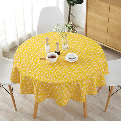 Nordic polyester cotton round table cloth color triangle yellow rice gray arrow cotton linen printing table cloth tablecloth manufacturers