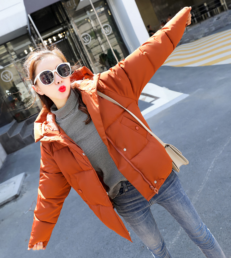 Neue baumwollgefütterte Jacke 2021 im koreanischen Stil, warmer Mantel für Studenten im Herbst und Winter, lockerer, dicker Hutkragen, kurzer baumwollgefütterter Damenmantel_voghion.com