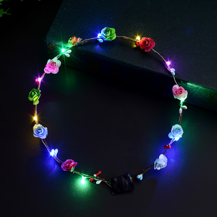 Led 点灯フラワークラウンヘッドバンドおもちゃ光る花の花輪ナイトマーケットの屋台子供の小さなおもちゃ点滅ライト帽子|undefined