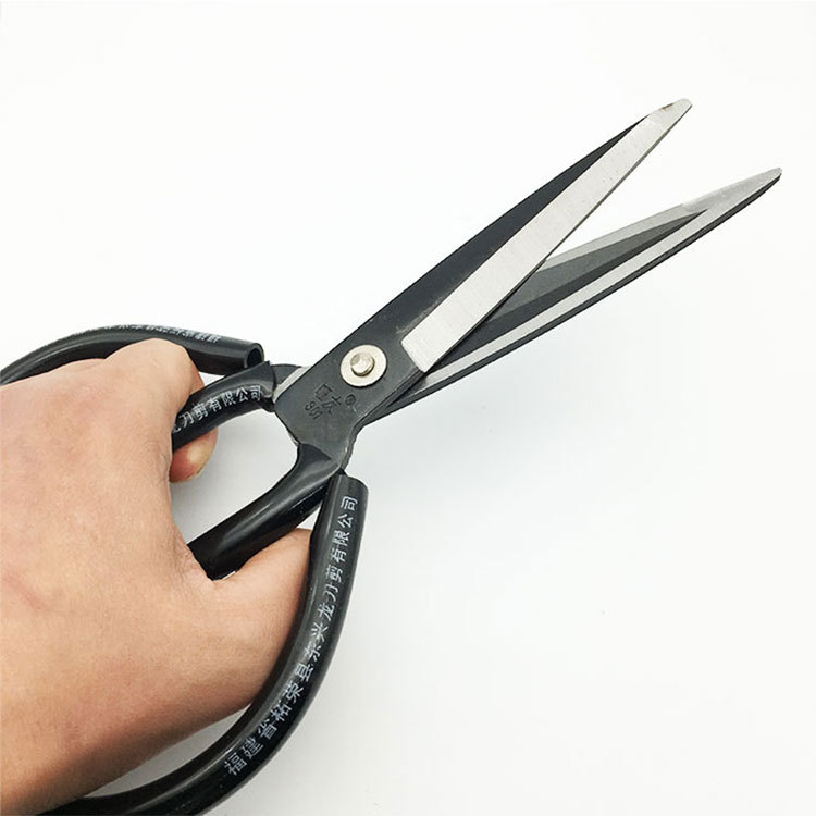 Industrial scissors civil scissors slot scissors black plastic handle carbon steel stainless steel kitchen pointed scissors manufacturers wholesale