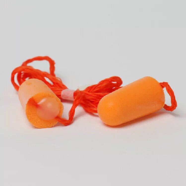 Anti-noise elastic sponge earplugs with thread OPP bag PU earplugs soundproof earplugs manufacturers in stock supply