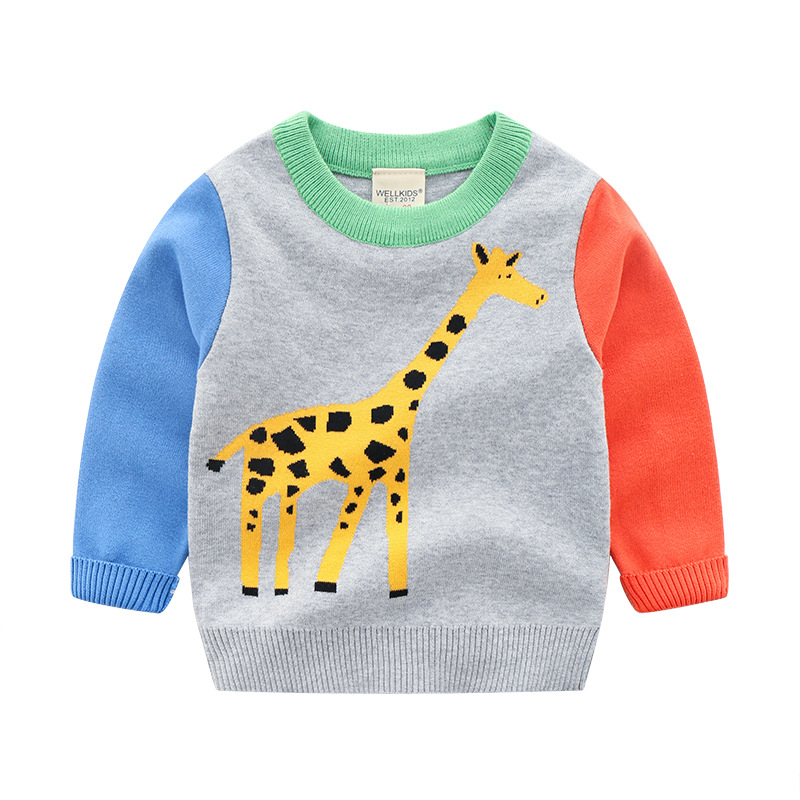 Children's sweater wholesale 2024 new Korean children's clothing sweater boy cartoon sweater baby base shirt generation