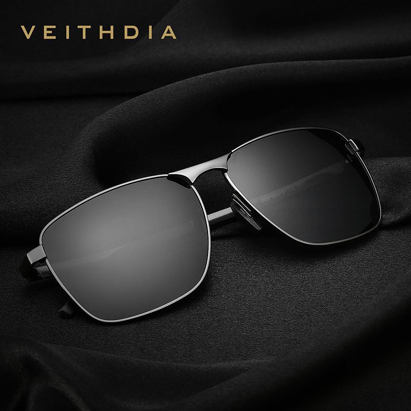 Unbranded LOGO Laser Men's Polarized UV Protection Sunglasses Square Full Frame Gold Frame Sunglasses 2462
