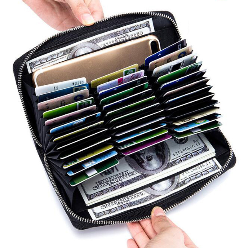 Genuine Leather Card Holder Passport Bag rfid Wallet Long Large Capacity Organ Phone Bag Multi-Function Multi-Card for Men and Women