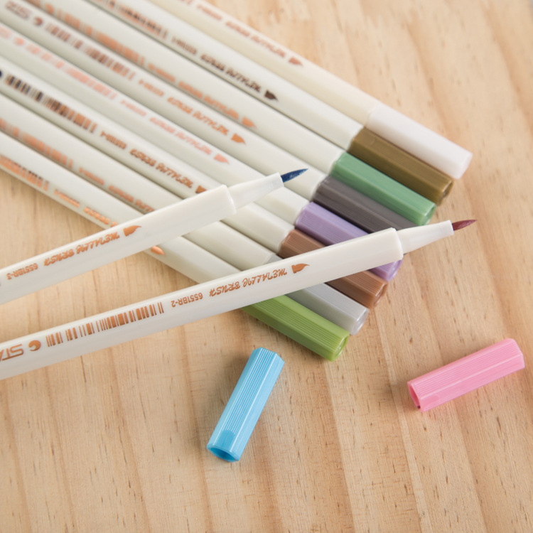 Starsta6551brush Brush Metal Paint Pen 10 Color Pearlescent Color Marker Graffiti Paint Pen