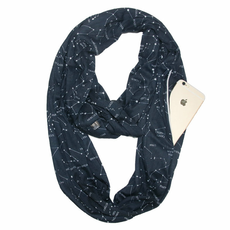 Spot Europe and the United States hot pocket scarf star scarf zipper pocket scarf unlimited infinity scarf