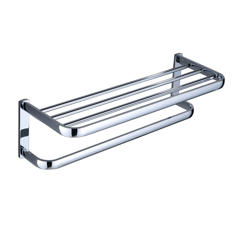 Bathroom silver Chrome Plated All Copper Bath Towel Rack Towel Rack suit Storage Rack Toilet Bathroom Hardware Pendant