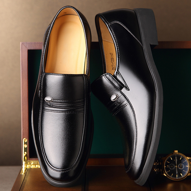 Men's Slip-on Plus Size 4748 49 50 Pointed Business Dress Shoes Men's Shoes Single-layer Shoes Men's Leather Shoes