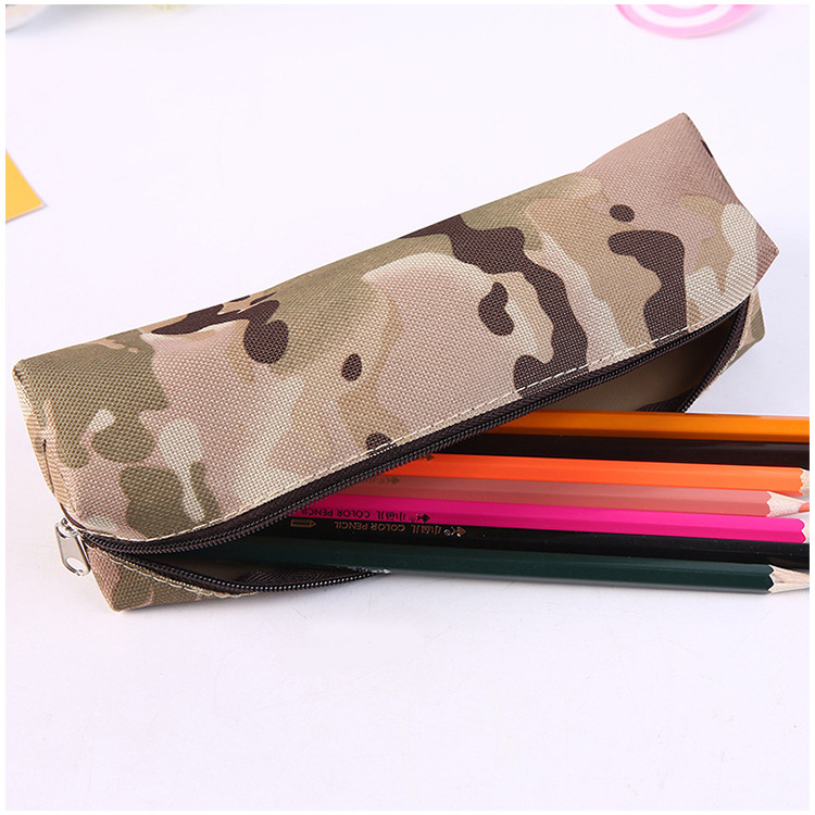 Creative Camouflage Stationery Bag Fashion Oxford Cloth Large Capacity Student Dirty Resistant Pencil Bag Military Training Pencil Bag Factory Direct Supply