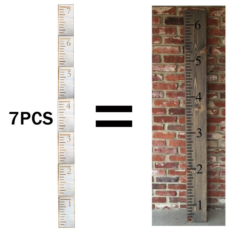 跨境新款热销英寸刻度模板7英尺款镂空塑料尺子 成长图表标尺模板