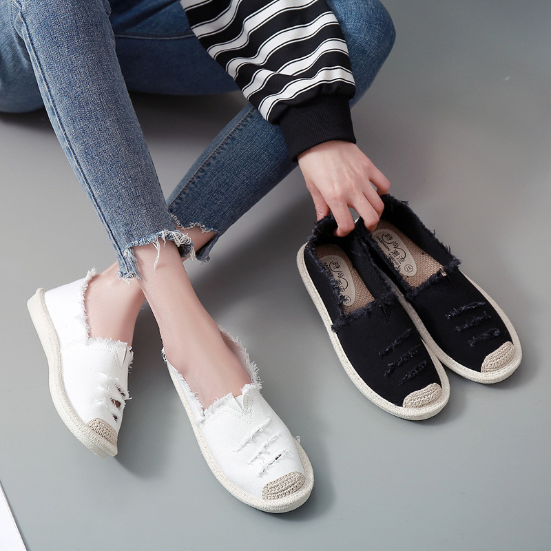 Summer Breathable Fisherman Shoes Women's Straw Woven Student All-match Slip-on Lazy Shoes Flat Fragrant Style New Soft Bottom Women's Shoes