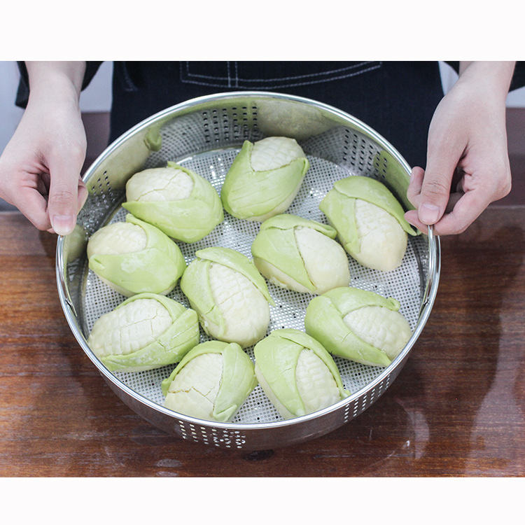 Thickened Steaming Grid Stainless Steel Household Steamer Grate with Ears Japanese Style Steamer Grid for Direct Steaming Rice Kitchen Cooking