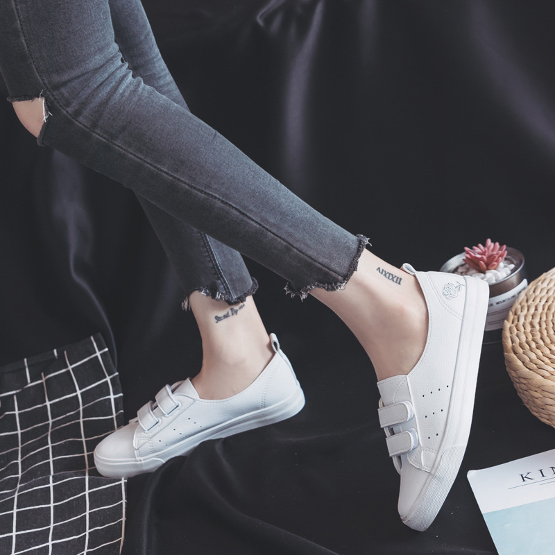 Spring thin breathable Velcro white shoes women's shoes 2024 new spring and autumn low-cut flat shoes 6852