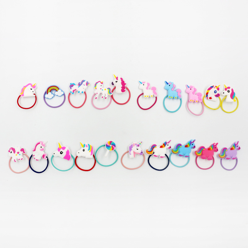 New cross-border children's hair accessories PVC unicorn mermaid Dinosaur Baby rubber band children's hair band girl's head rope