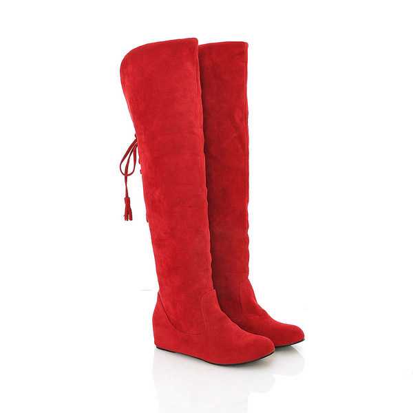 FS504079 Foreign Trade Winter Warm Snow Boots Frosted Boots Flat Heel Inner Height Over-the-Knee Boots Large Size Women's Boots