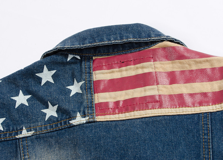 Trendy Men's Large Size Korean Style Denim Vest Men's Denim Vest Waistcoat American Flag Casual Vest