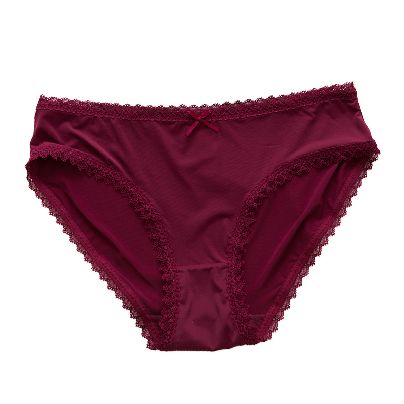 Simple lace ladies Briefs Factory straight batch seamless comfortable Ice Silk low waist girl underwear cotton file
